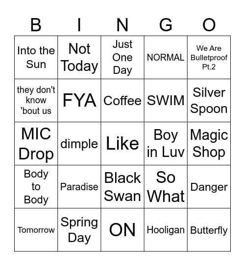 BTS FESTA BINGO 2026 Bingo Card