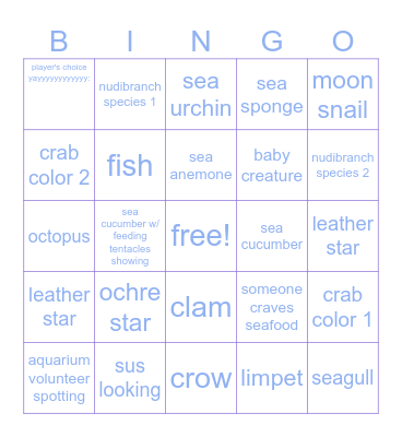 tidepool 🐠🌊 Bingo Card