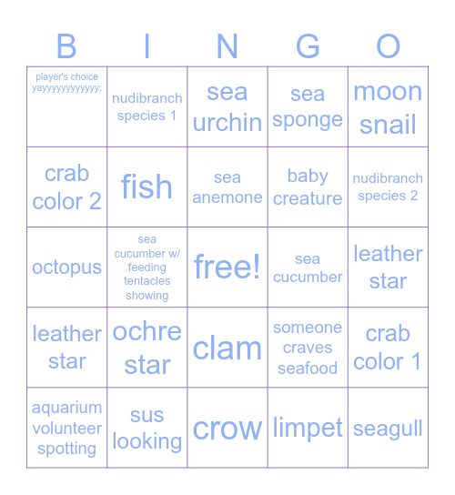 tidepool 🐠🌊 Bingo Card
