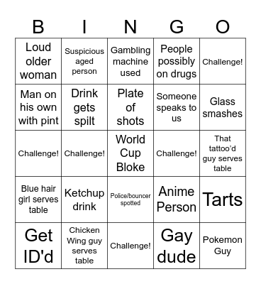Local Spoons Bingo Card