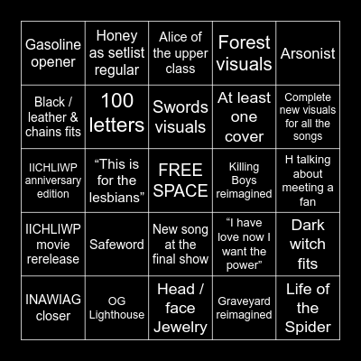TGITT Bingo Card