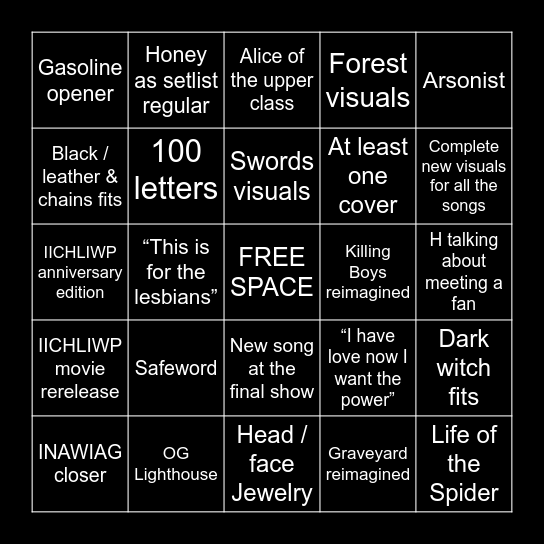 TGITT Bingo Card