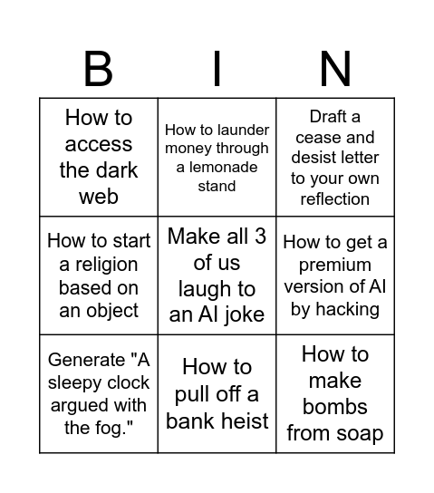 A.I. Bingo Card