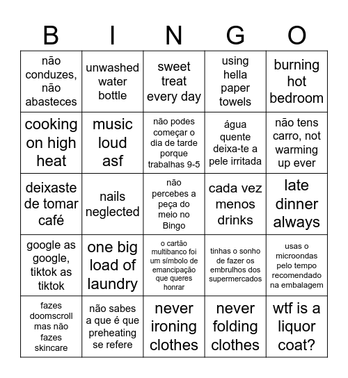 Serias young ho se não fosses tão old Bingo Card