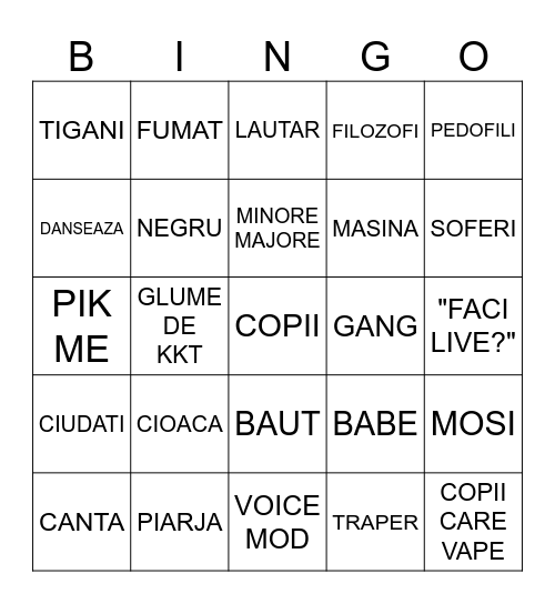 OME TV Bingo Card