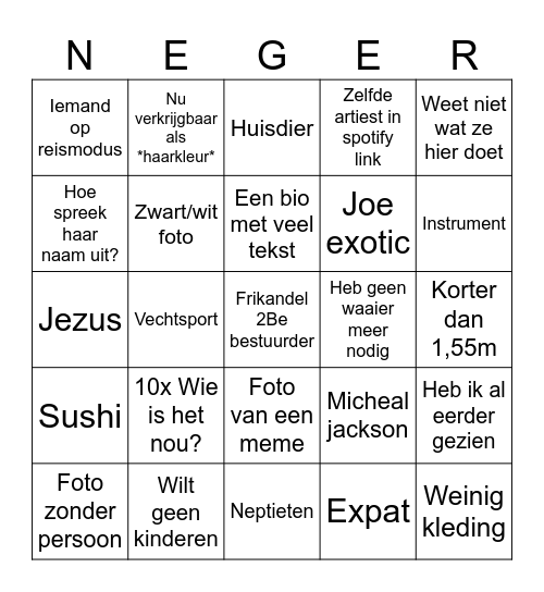 TinderBingo volume3 Bingo Card