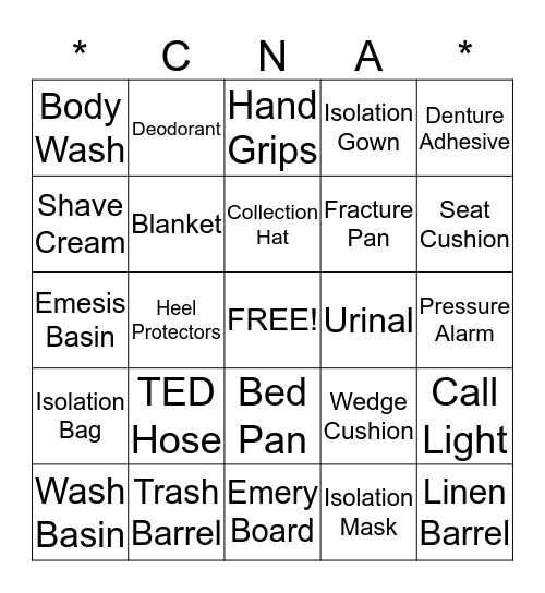 National CNA Week BINGO Card