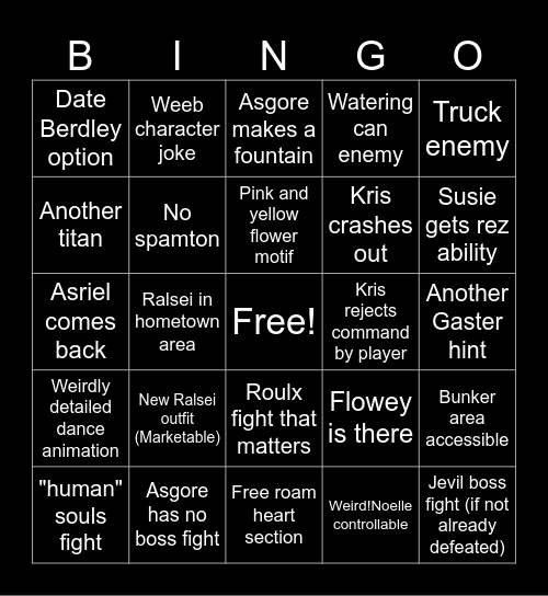 DELTARUNE CH 5 Bingo Card