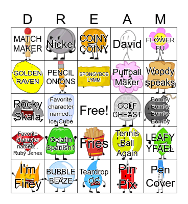 Favorite Character Bingo Card