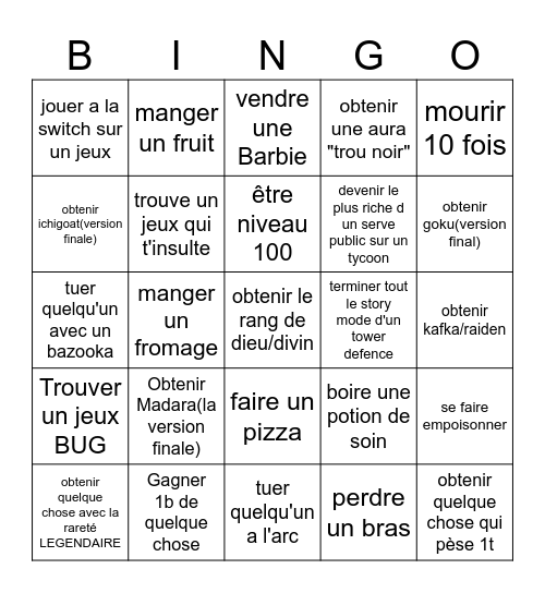 ROBLOX Bingo Card