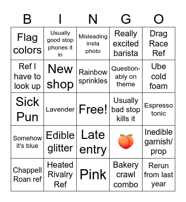 Pride Crawl Bingo Card