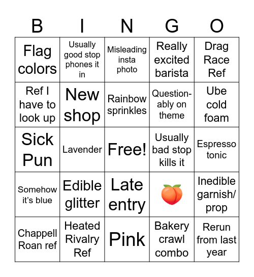 Pride Crawl Bingo Card