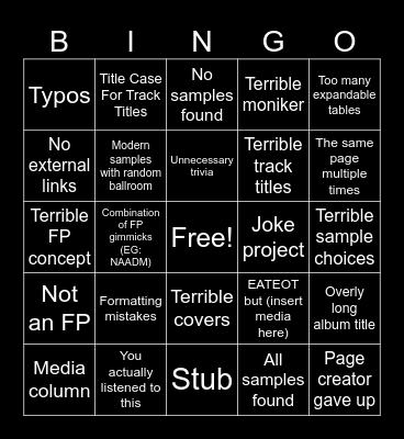 Random Wiki Page Bingo Card
