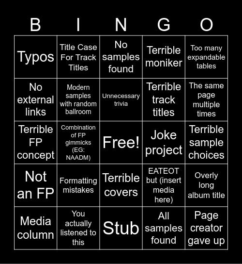 Random Wiki Page Bingo Card