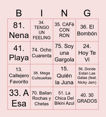 Bianchu Fest Bingo Card