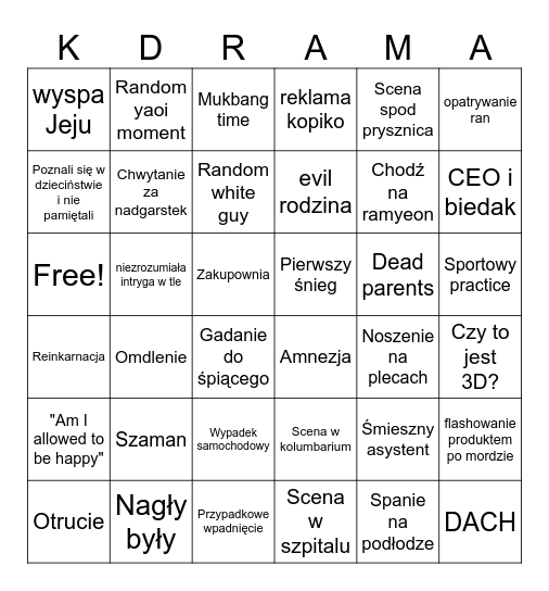 K-dramowe bingo Card