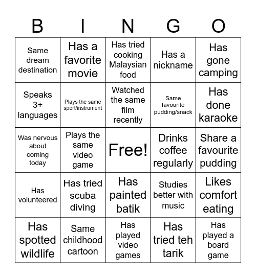 TheME Bingo Card