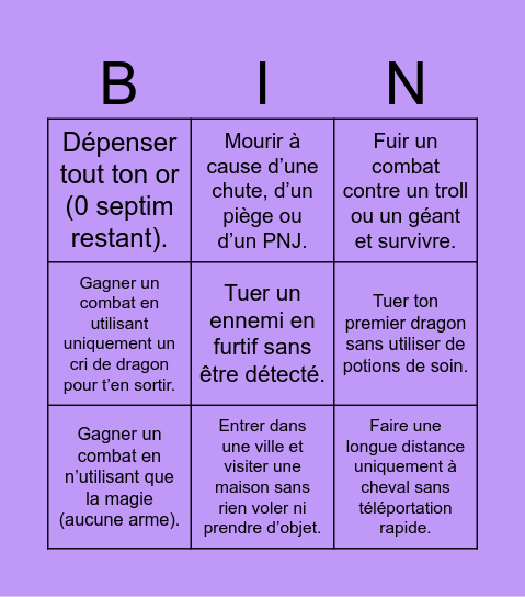 vincent Bingo Card