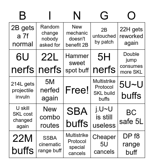 Season 3 2B bingo Card