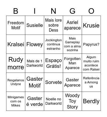 Deltarune Bingo Card