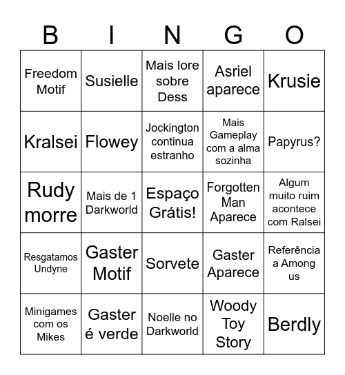 Deltarune Bingo Card