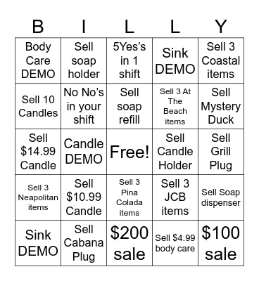 BBW BINGO Card