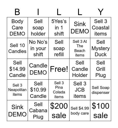 BBW BINGO Card