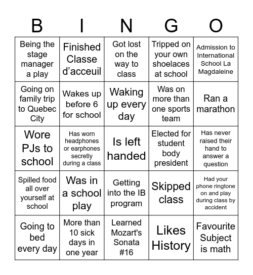 Graduation 2026 Bingo Card