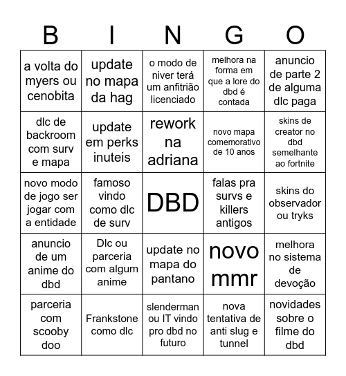 Bingo by daylight Bingo Card