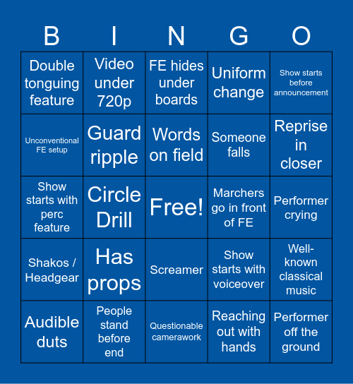 DCI Bingo Card
