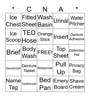 National CNA Week BINGO Card