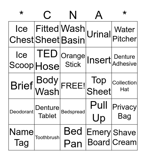 National CNA Week BINGO Card