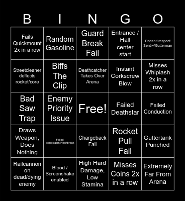 Cybegrind Sin Bingo Card
