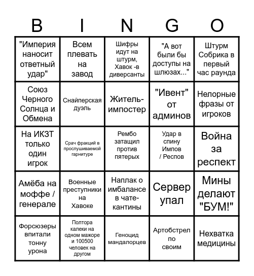 BINGO CORVAX STAR WARS Bingo Card