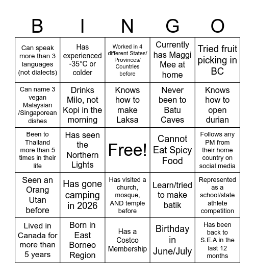 Bingo Card