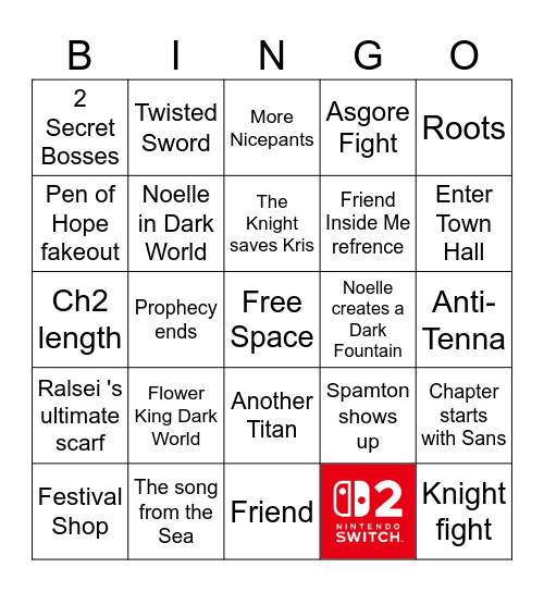 DELTARUNE 5 Bingo Card