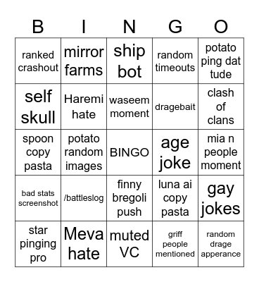 Drage server bingo Card