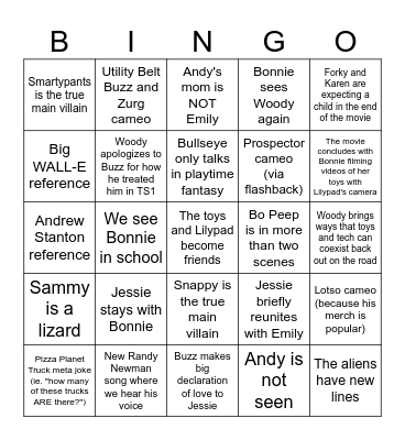 Toy Story 5 Bingo Card