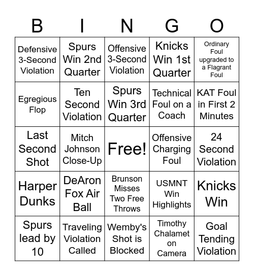 Game 5 Bingo Card