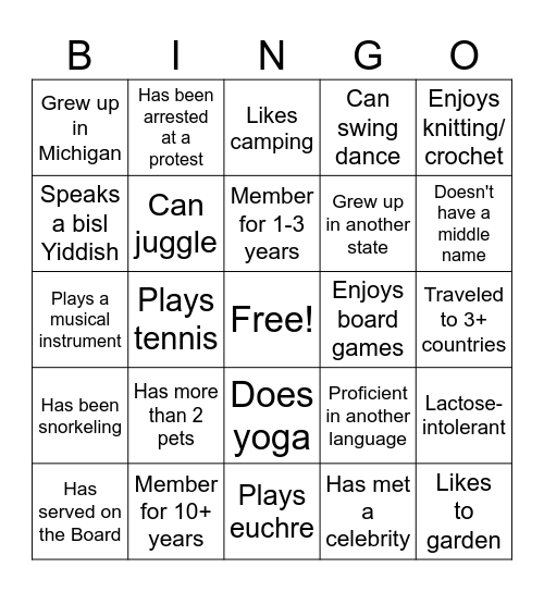 Human Bingo Card