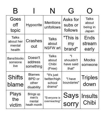 Deme Chibi drama bingo Card