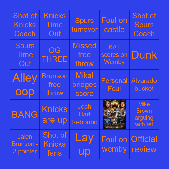 THE KNICKS VS. THE SPURS Bingo Card