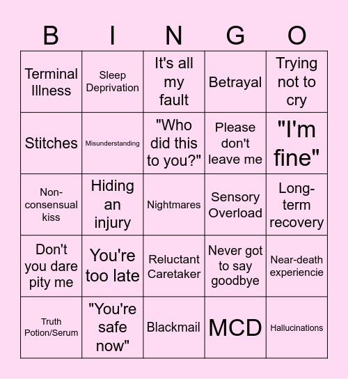 Bad Things Happen Bingo Card