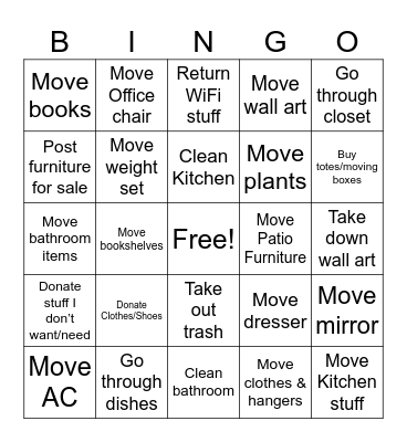 Moving Bingo Card