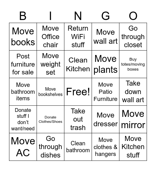 Moving Bingo Card