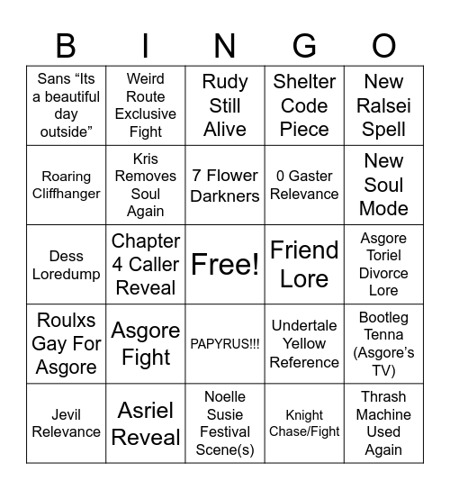 Chapter 5 Bingo Card
