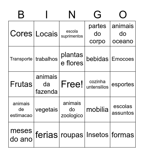 escola da ijjus world Bingo Card