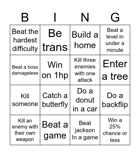 Game bingo Card