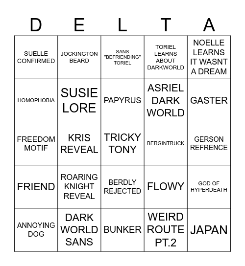 DELTARUNE CHAPTER 5 Bingo Card