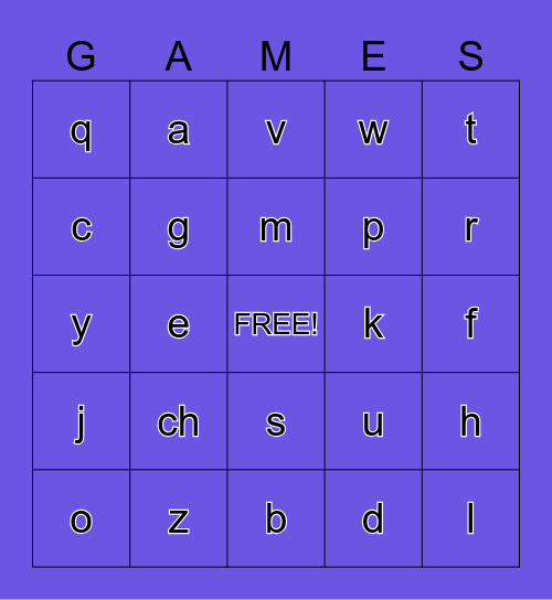 ABC Bingo Card